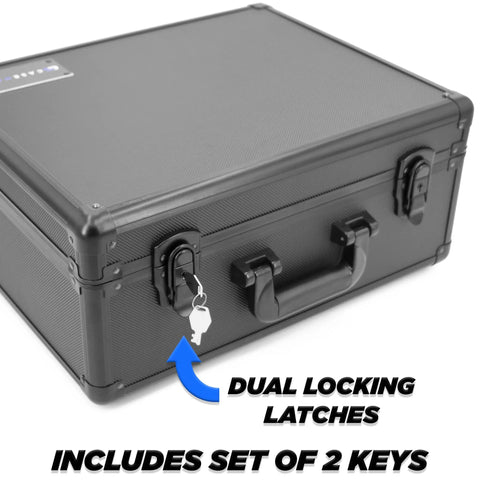 17 Inch Locking Storage Box With Two Layer Customizable Foam Hard Shell Aluminum Frame Lock Box For Dorm Room Personal Items Tools And Electronics Secure With Two Keys