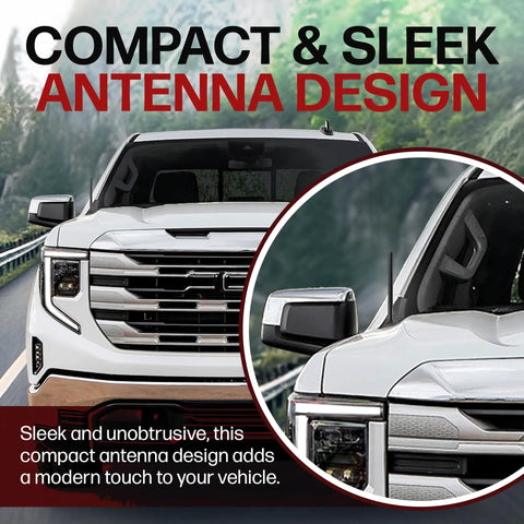 Shorty Antenna For Chevy Silverado And GMC Sierra 1500 2500 3500 With 7 Inch EPDM Rubber Mast Copper Coil Car Wash Proof Rugged Reception Easy Install Sleek Black Finish