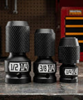 Convert Your Impact Wrench Into An Impact Driver With A Quick Release Adapter Set 1/2, 3/8, 1/4 sq to 1/4 hex steel adapters