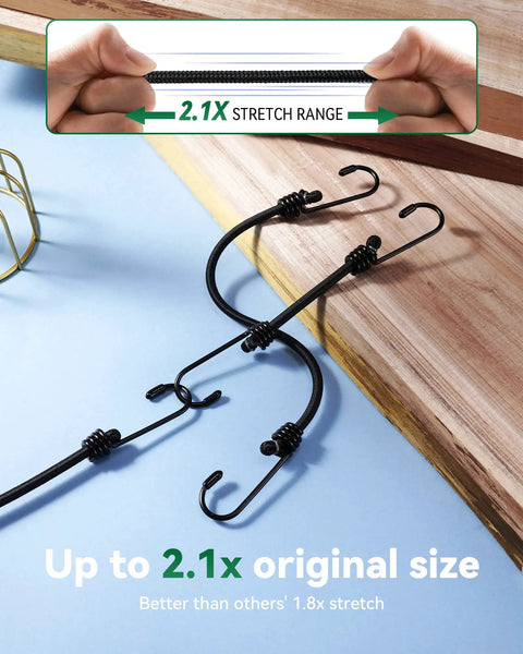 Beefy Heavy Duty Car Cover Clips Kit With Spiral Thumb Screws And Teethed Mouth, showcasing stretchable bungee cords.