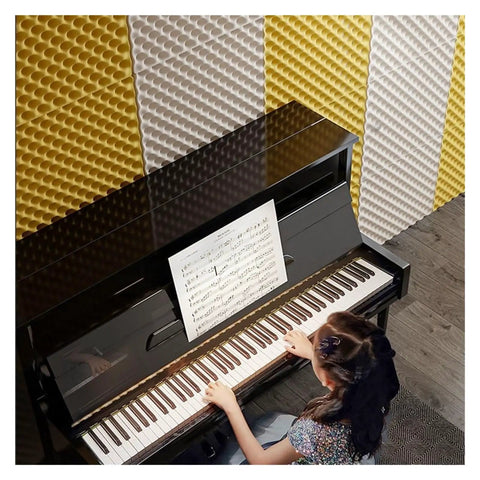 High Density Self Adhesive Soundproofing Foam Rolls Extra Long Size Two Inch Thick Noise Reducing Acoustic Mats in a music studio