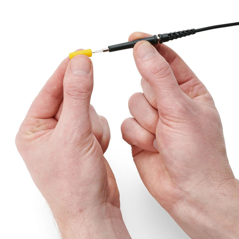 Handsfree Oscilloscope Probe SQ100 100MHz for effortless PCB measurements with spring-loaded needle and yellow accessory