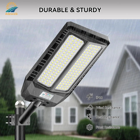 6000W Outdoor Solar Lights Waterproof Ultra Bright With Remote, Dusk To Dawn 7000K LED Solar Street Light With Motion Sensor
