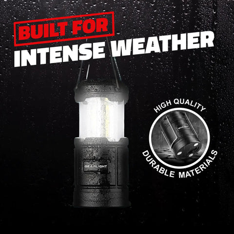 Portable LED Camping Lantern With Battery Power, Magnetic Base And Foldable Hook For Emergency Prep, Campsites, Power Outages Or Hurricanes, Includes Batteries In Black For Weekend Warriors in rain