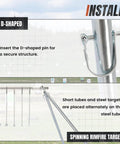Spinning Rimfire Targets For.22 Caliber Pistols And Rifles, zinc-coated steel setup with D-shaped pin for secure structure.