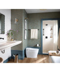 Bathroom with 18 Inch Polished Nickel Stainless Steel Bathroom Grab Bar Safe Rail With SecureMount Compatibility next to shower