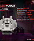 4WD Front Wheel Hub Bearing Assembly With ABS 2 Pack 6 Lug For Nissan Frontier Xterra Pathfinder Equator 2005 to 2015 2005 to 2012 2009 to 2012 4x4 Compatible Beefed Up Bearings For Quiet Smooth Operation And Heavy Duty Durability with specifications on a graphic layout