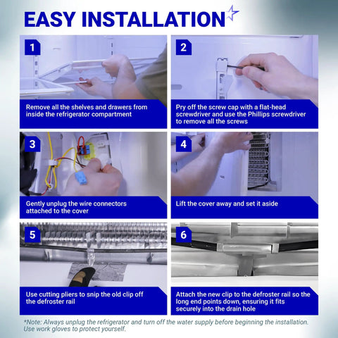 Step-by-step guide for installing Refrigerator Clip Drain Evaporator For Samsung No More Ice Buildup And Drip Clogs Easy DIY Replacement Compatible