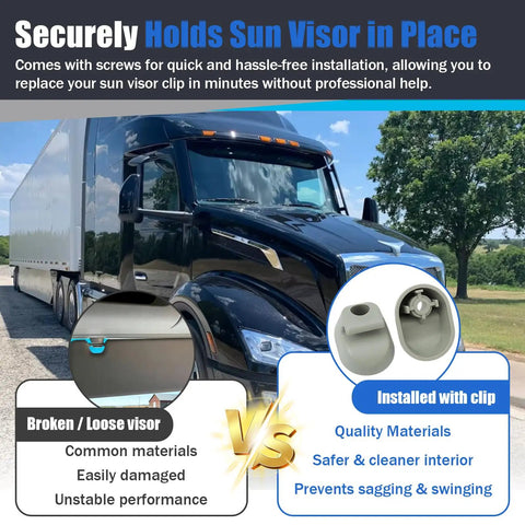 Sun Visor Clip For Heavy Trucks Fits T680 T800 S16-1023-661 F01377-2 And 389 579 Models image in use with details
