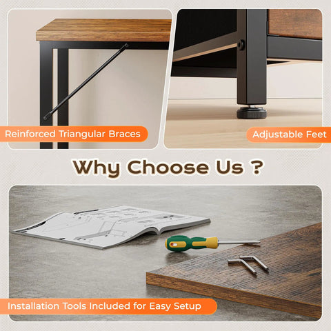 Installation guide and tools for Dope 63 Inch L Shaped Desk With Built In Power Outlets And USB C Port for home office corner setup