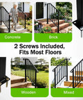 Hella Secure 2 Pack Outdoor Stair Handrails For 2 To 3 Steps Rock Solid Galvanized Metal Porch Railing in various settings.