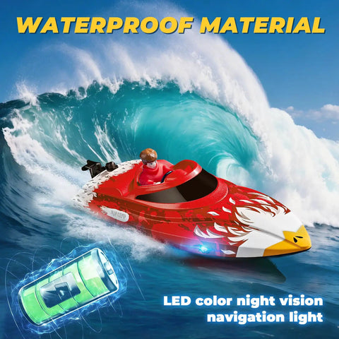 12-Inch Remote Control Boat For Kids And Adults, Beast Fast 25 KPH RC Speed Boat with LED light, waterproof in water display