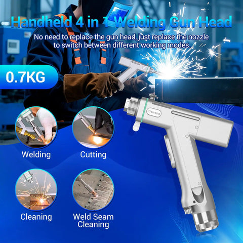 Handheld welding gun head from Knockout 4 In 1 1200W Laser Welder And Metal Cutter Kit With Auto Wire Feeder.
