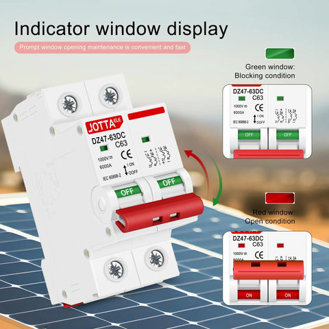 Solar Panel Disconnect Switch 2 Pole DC Circuit Breaker 63A Beefy Isolator For PV System with indicator windows