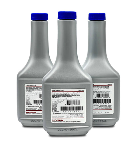 Acura And Honda Power Steering Fluid Bundle 3 Pack Interchange 08206 9002PE bottles shown with labels visible