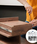 Person using a 450 Piece External Retaining Rings Kit Manganese Steel Circlip Snap Ring Set on wooden furniture assembly