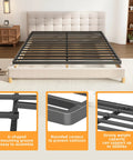 Heavy Duty Queen Size Box Spring With Low Profile Metal Frame And Thickened Steel Support Pillars For Wobble Free Mattress Foundation featuring U-shaped mounting groove.