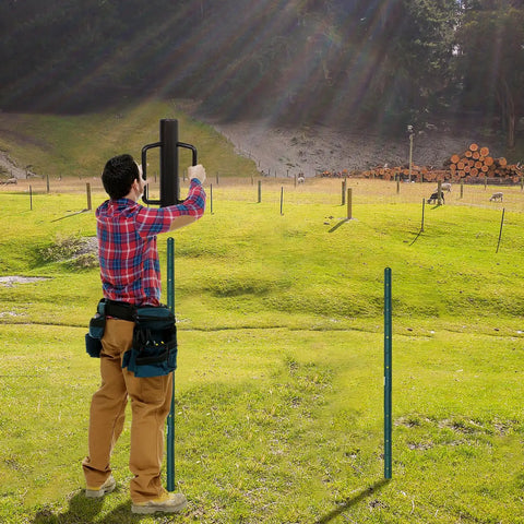 Man using Heavy Duty T Post Driver With Handle, Fence Post Pounder, Steel Post Hole Digger, Hand Rammer For T Posts