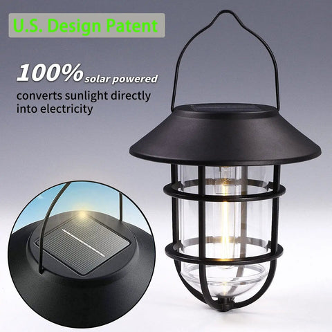 All Weather Metal Solar Lantern Lights With Easy Install Hooks For Outdoor Use Waterproof aluminum body with solar panel.