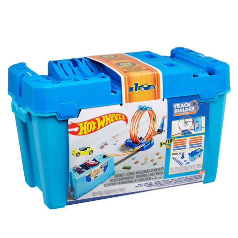 Track Builder Multi Loop Toy Car Track Set With 10 Feet Of Track In Storage Box Portable Kid Friendly Stunts Playset Includes One Sixty Four Scale Vehicle Reconfigurable Track System For Awesome Loop The Loop Action packaging