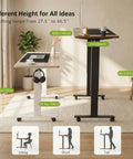 Upgraded 55 Inch Oak Gray Electric Standing Desk With Memory Settings, large mouse pad, rolling wheels and foot support in ergonomic height adjustment.