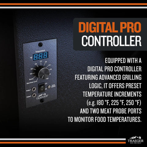 Digital Pro controller on Pro 22 Wood Pellet Grill And Smoker With 6 In 1 Versatility For Grillin Smoking Baking Roasting Braising And BBQ