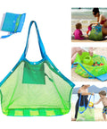 XL Mesh Beach Bag Tote for Kids and Family Ultra Lightweight See Through Bag for beach gear and toys, shown with activities.
