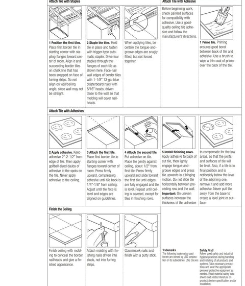 Installation instructions for 32 Pack 12x12 Ceiling Tiles Custom White With Smooth Finish Tongue In Groove Staple Up Design