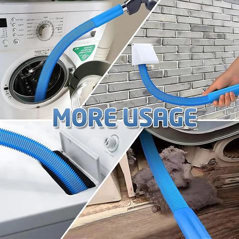 All In One Dryer Vent Cleaner Kit With Vacuum Hose, Brush And Gloves Universal Fit demonstrated cleaning various vents