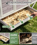 Outdoor Wooden Chicken Coop For 2 To 3 Hens With Nest Box, Waterproof Roof, Predator Proof Latch, pull-out tray detail
