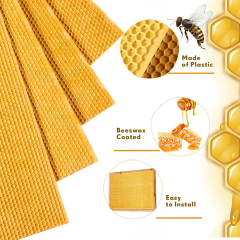 40 Pcs Waxed Coated Beehive Foundation Sheets For Bee Frames Deep Frames Yellow Beeswax Coated Foundation Sheets Beekeeping Supplies