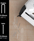 Staples and nails with 20V Cordless Brad Nailer And Staple Gun 18 Gauge 2 In 1 Nail Gun For Upholstery And Carpentry Battery Powered