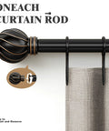 Black Curtain Rods For Windows 36 To 150 Inches with round textured finials, heavy-duty 7/8 inch rod with easy install feature