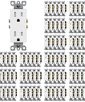 Tamper Resistant Decorator Wall Outlet 15 Amp 125V Electrical Receptacle 2 Pole 3 Wire Residential Grade UL Listed White, Pack of 40