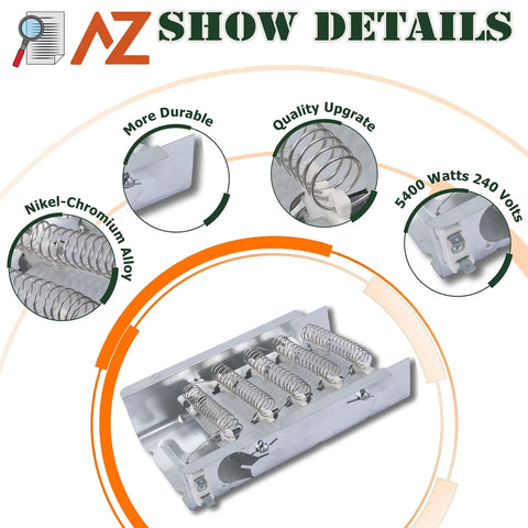 Dryer Heating Element Replacement Kit for Electric Dryers with nickel-chromium alloy, 5400 watts 240 volts for Whirlpool models