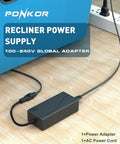Power Recliner Adapter For Lift Chairs 29V 24V 2A AC DC Switching Power Supply Transformer With 2 Pin Connector And Included AC Power Cord Compatible With OKIN Limoss Pride Golden Lazboy Berkline Med Lift Tranquil Ease Motors, black adapter on desk