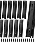 8 Inch Black Drawer Slides With Ball Bearing Glides And Mounting Screws, 6 Pairs, Heavy Duty Steel Runner Rails For Cabinets