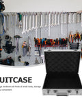 Workhorse Aluminum Toolbox Organizer With Heavy Duty Lock And Molded Foam Inserts Portable Stash Case For Tradesmen And Homeowners, open view showing interior.