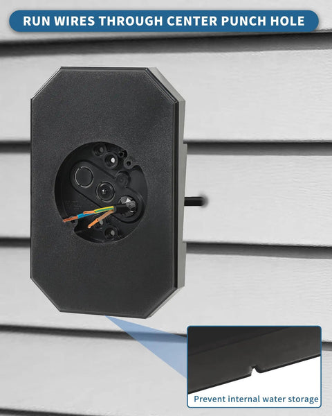Vinyl Siding Mounting Block With Built In Electrical Box For Outdoor Lighting Black Two Pack UV Rated Plastic Paintable Surface