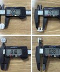 Top Shelf White Bottom Rail Cord Cover Buttons For Horizontal Blinds Repair measuring 0.62, 0.51, 0.10, and 0.28 inches.