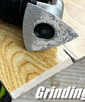 Six Piece Diamond Oscillating Saw Blade Set For Grout Removal And Tile Repair, triangle rasp blade on wood surface
