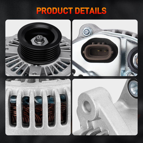 Close-up details of Beefy Alternator Replacement For 2006 2012 V6 3.3L 3.8L Fits Azera Santa Fe Sonata Entourage Veracruz Sorento Sedona Borrego