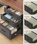 Drawer storage options in Farmhouse L Shaped Electric Standing Desk Boss Level Height Adjustable Sit To Stand Setup With 63 By 67 Inch Workspace Drawers And Shelves Built In Power Outlet Black