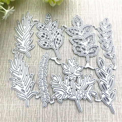 Eight Piece Leaf Metal Die Cuts Set for Scrapbooking and Card Making, Floral Leaf Cutting Dies Stencils for DIY Embossing Craft Projects