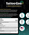 Tattoo Goo ingredients and features for Tattoo Aftercare Kit 3 Piece Set With Antimicrobial Soap, Tattoo Balm, And Healing Lotion