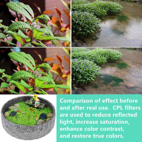 Comparison of before and after using Clip On CPL Polarizer Filter For Smartphones With Pro Grade Optical Glass