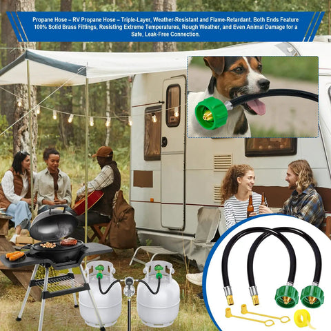 Discover the Ultimate 15-Inch RV Propane Hose in a Solid 2-Pack Setup with 1/4-Inch Male NPT and QCC1 Type1 Fittings