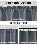Dark Grey Curtains Two Panels 96 Inches Long Light Filtering Faux Linen Textured Window Curtains For Living Room Farmhouse Style Rod Pocket 40 Inch Width Each 2 Pack showing 3 hanging options