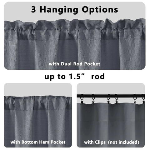 Dark Grey Curtains Two Panels 96 Inches Long Light Filtering Faux Linen Textured Window Curtains For Living Room Farmhouse Style Rod Pocket 40 Inch Width Each 2 Pack showing 3 hanging options