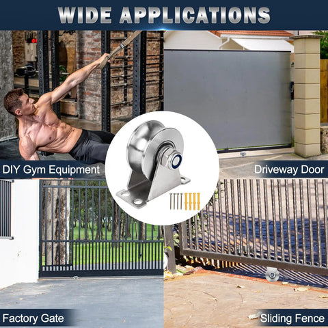 Beefy Stainless Steel Wall Mounted Rope Pulley Wheel 1 Pack For Gym Equipment And Sliding Gates U Type Block application montage